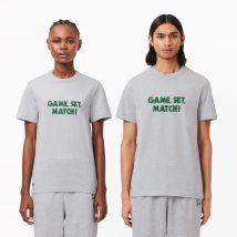 Lacoste - T-shirt en jersey de coton message effet piqué - Couleur : Gris Chine
