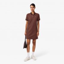 Lacoste - Robe polo slim fit jacquard monogramme - Couleur : Violet / Marron