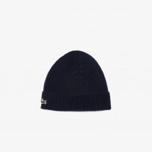 Lacoste - Bonnet en laine peignée côtelée - Couleur : Bleu Nuit