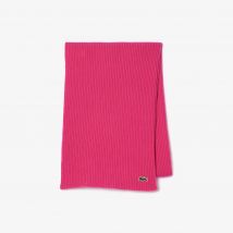 Écharpe unisexe Lacoste côtelée en laine - Couleur : Rose fushia