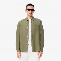Lacoste - Chemise regular fit en lin - Couleur : Vert Kaki