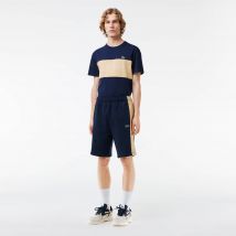 Lacoste - Short regular fit molleton color-block - Couleur : Bleu Marine / Beige