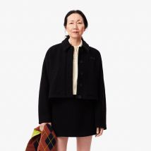 Lacoste - Veste courte oversize en laine vierge - Couleur : Noir