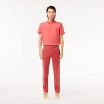 Lacoste - Pantalon chino slim fit en coton stretch - Couleur : Rouge Sierra