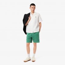 Lacoste - Short molleton de coton effet délavé - Couleur : Vert Sapin