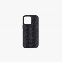 Lacoste - Coque iPhOne 15 Pro Max The Blend - Couleur : Monogram Noir Gris