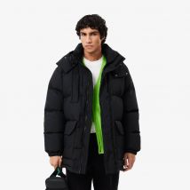 Lacoste - Doudoune à capuche mi-longue déperlante - Couleur : Noir