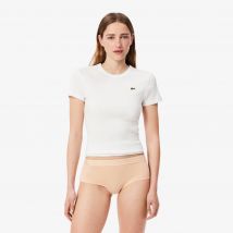 Lacoste - Shorty coton stretch ceinture siglée - Couleur : Beige