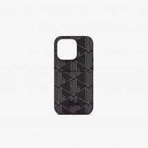 Lacoste - Coque iPhOne 14 Pro The Blend - Couleur : Monogram Noir Gris