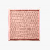 Lacoste - Foulard imprimé monogramme - Couleur : Beige / Blanc / Marron