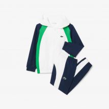 Lacoste - Survêtement Tennis taffetas diamanté léger - Couleur : Blanc / Vert / Bleu Marine