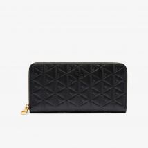 Lacoste - Portefeuille zippé Maheki en cuir embossé - Couleur : Noir
