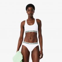 Lacoste - Brassière coton stretch bande contrastée - Couleur : Blanc