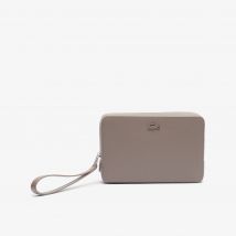 Lacoste - Trousse zippée Chantaco en cuir piqué - Couleur : Morel