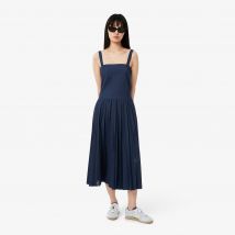 Lacoste - Robe longue plissée à bretelles - Couleur : Bleu Nuit