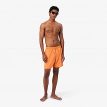 Lacoste - Short de bain mi-long uni - Couleur : Orange / Vert