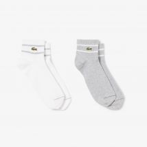 Lacoste - Lot de 2 paires de chaussettes rayées - Couleur : Gris Chine / Blanc