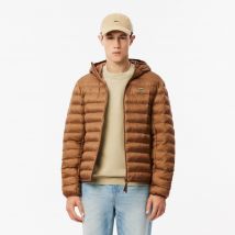 Lacoste - Doudoune à capuche rembourrée déperlante - Couleur : Marron