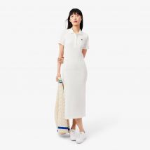 Lacoste - Robe polo longue coton côtelé - Couleur : Blanc