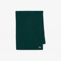 Lacoste - Écharpe laine côtelée - Couleur : Vert Sinople