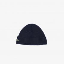 Lacoste - Bonnet laine côtelée - Couleur : Bleu Nuit