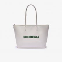 Lacoste - Grand sac cabas Crocodile imprimé héritage - Couleur : Crocodelle Farine