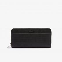 Lacoste - Grand portefeuille unisexe Chantaco zippé en cuir piqué - Couleur : Black