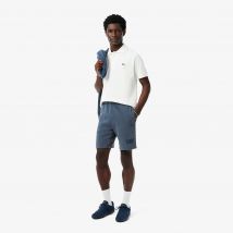 Lacoste - Short molleton de coton effet délavé - Couleur : Bleu Minéral
