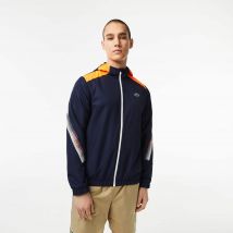 Veste à capuche homme Lacoste Tennis en polyester recyclé - Couleur : Bleu Marine / Orange / Blanc / Orange / Blanc