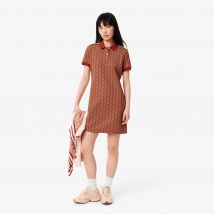 Lacoste - Robe polo slim fit jacquard monogramme - Couleur : Marron / Beige
