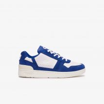 Lacoste - Sneakers T-Clip homme en cuir contrasté - Couleur : Blanc/bleu