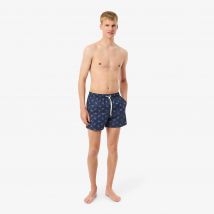 Lacoste - Short de bain court imprimé crocodile - Couleur : Bleu Marine / Blanc