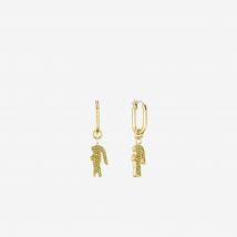 Lacoste - Boucles d'oreilles Crocodile - Couleur : Or Vert Cristaux