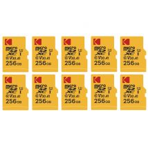 Paquete de 10 tarjetas de memoria KODAK Micro SD - 256 GB, clase 10, alto rendimiento, con adaptador - Nuevo