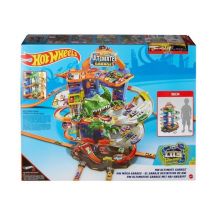HOT WHEELS City Super Dino Robot Garage 90 cm de haut 100 places de parking - 2 vehicules inclus
