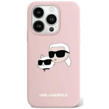 Funda Karl Lagerfeld para iPhone 15 Pro 6.1 funda rígida rosa Silicona Karl & Choupette MagSafe - Nuevo