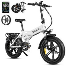 Vélo électrique tout-terrain pliable Vitilan V3 2.0 pour adulte avec gros pneus - Blanc