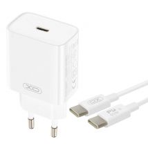 Chargeur Secteur USB-C Power Delivery 20W Compact avec Câble USB-C 60W Blanc