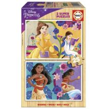 Puzzles de Madera Princesas Disney - 2 Puzzles de 25 Piezas cada uno - Nuevo
