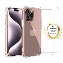 EVETANE iPhone 16 Pro Funda de silicona antichoque + 2 paneles de vidrio templado de protección de pantalla - Nuevo