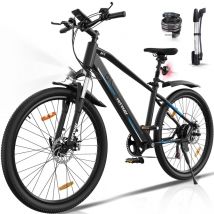 Bicicleta Eléctrica - HITWAY BK7S - 26 pulgadas 36V 11.2Ah Neumáticos Shimano 21 velocidades - Negro - Nuevo