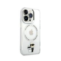 Coque pour iPhone 14 Pro Max Imprimé Karl et Choupette Compatible MagSafe Transparent