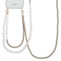 Selencia Ensemble de cordons pour téléphone avec perles et élastiques - Greige