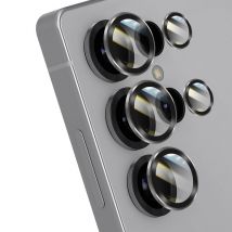 Forcell Verre Trempé Caméra pour Galaxy S25 Ultra Anti-rayures Cadre en Aluminium Blanc