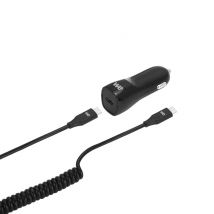 WE Bundle Chargeur allume-cigare pour voiture USB C de 3W pour Samsung S10/S9/S8/S7 Huawei, Honor et Plus et un cable USB-C vers USB-C de 1,50m - Noir