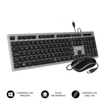 SUBBLIM SUBKBC-CEKE50 clavier Souris incluse Universel USB QWERTY Espagnole Noir, Gris