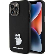 Étui Karl Lagerfeld pour iPhone 15 Pro 6.1 noir Silicone Choupette Metal Pin