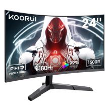 KOORUI 24E6CA Écran PC Jeu - 24 pouces R1500 Courbe Résolution Full HD Fréquence Rafraîchissement 180Hz Réponse 1MS Dalle VA - Rouge Noir
