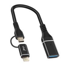 Adattatore OTG USB a Lightning e USB-C Trasferimento Veloce - Nuovo