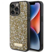 Étui Guess pour iPhone 15 Pro Max 6.7 jaune étui rigide Rhinestone Metal Logo